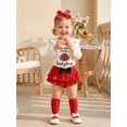 thumbnail image 6 of RUINIXCW Baby Girl Ladybug Outfit Letter Print Long Sleeve Romper Dot Print Ruffled Shorts Stockings and Bow Headband 4 Piece Fall Set, 6 of 8