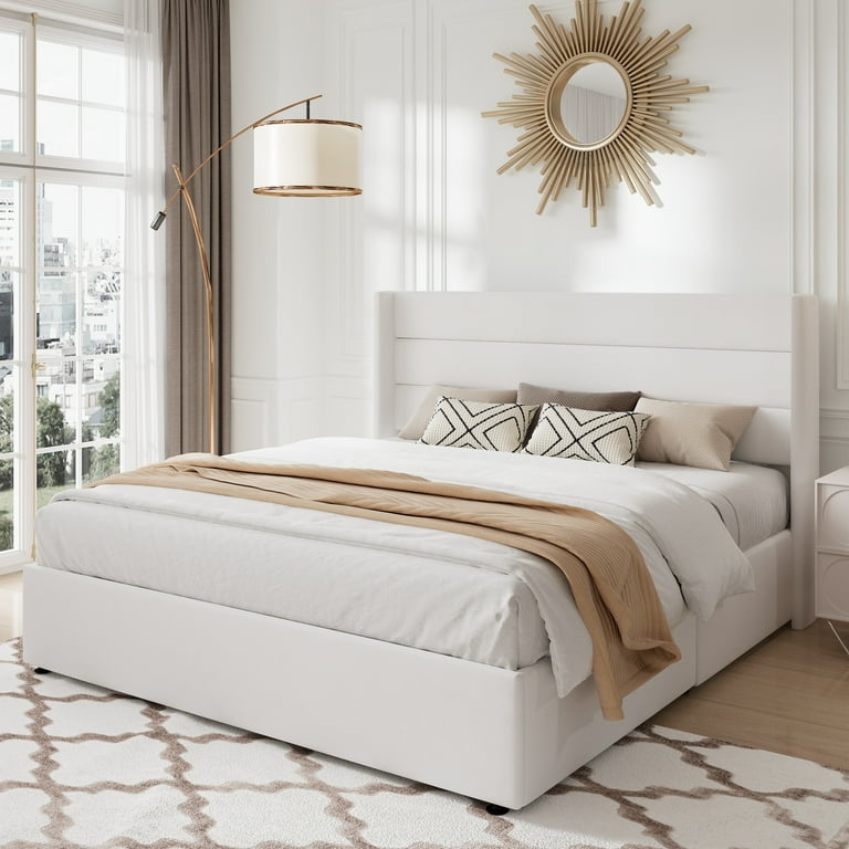 Sifurni Queen Size Velvet Storage Platform Bed Frame