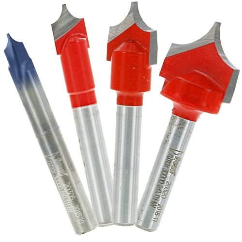 Freud Genuine 4 Piece Radius "V" Groove Router Bit Set With 1/4" Shank