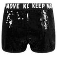thumbnail image 3 of iixpin Girls' Sparkle Dance Tumbling Athletic Gymnastics Short Hip Hop Jazz Dance Short Pants Party Costume Black 10, 3 of 4
