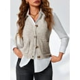 thumbnail image 4 of Women's V Neck Button Up Sleeveless Vest Sweater Knitted Casual Cardigan with Pockets, 4 of 6