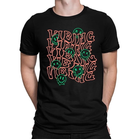 Vibing Smiley Face Graphic Tee T-shirt Men's