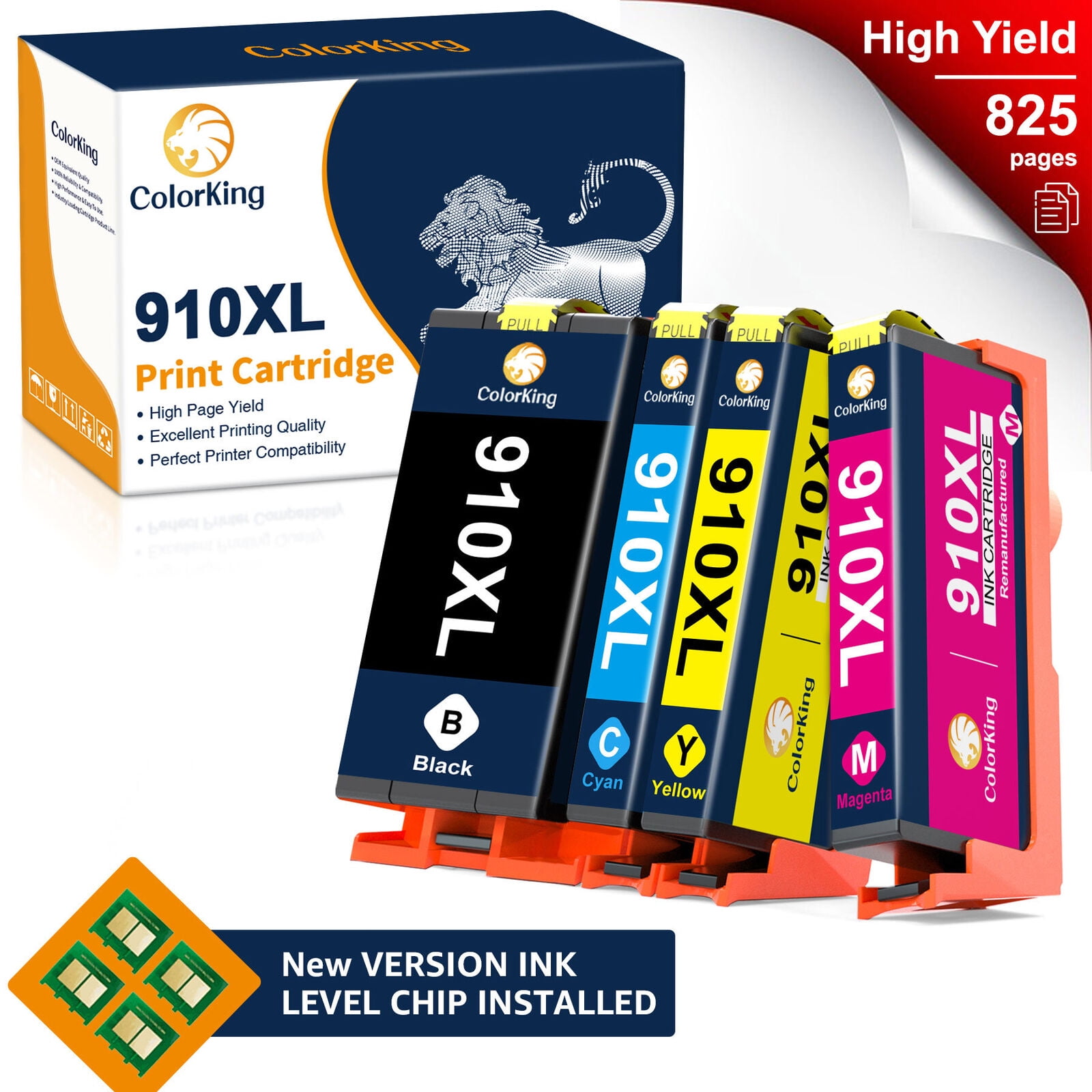 Colorking Printer Ink 910 XL Replacement for HP 910 Combo Pack Ink