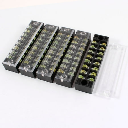 5Pcs 600V 15A 8 Positions 8P 2 Rows Barrier Terminal Wiring Board Block w Cover price history on PriceWatchPro