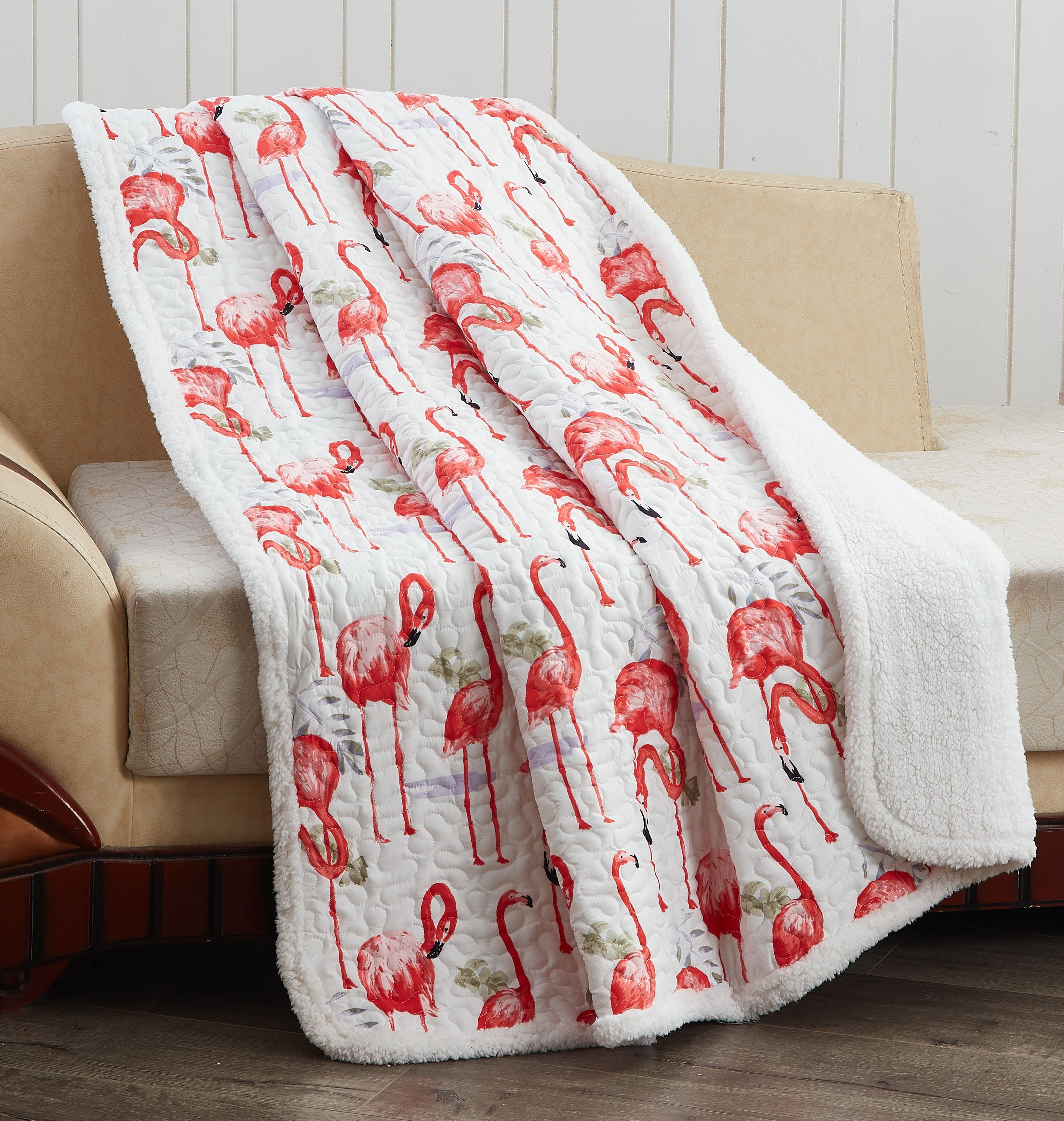 Flamingo 3 Facecloth Winter Warm Blanket Skin-Friendly Anti-Wrinkle Blanket Lightweight Suitable for Sofa Bed Use 50 in X 40 in Anti-Allergy Soft Blanket