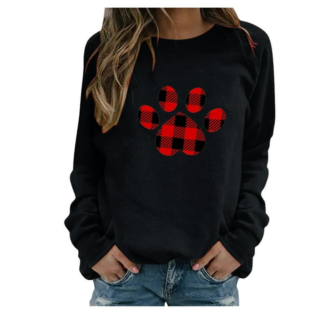 RKSTN Chandail pour Femmes Décontracté à Manches Longues Blouse à Imprimé de la Saint-Valentin Hauts Chandail Col Rond Coupe Ample Chandail