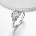 thumbnail image 4 of Oryn Jewelry 14K White Gold Plated Moissanite Ring - 2.1 Ct Round Brilliant Moissanite Ring - Classic Solitaire Ring with Accent Moissanite - Women’s Engagement Wedding Jewelry, 4 of 6