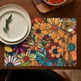 thumbnail image 4 of Pioneer Flower Floral Print Pattern Summer Placemats Table Placemats Set Of 6-Linen Kitchen Washable Placemats Table Mats 12x18 Inch Non-Slip Heat Resistant, 4 of 5