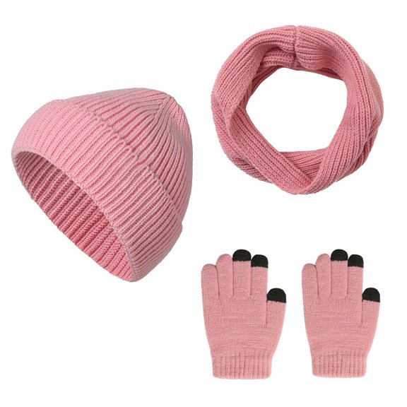 Unisex Knit Thickened Hat Scarf Gloves Set Winter Warm Winter Set for Daily Soft Warm Cap Scarf Gloves Compact Portable for Bag Scarf a Hat Gloves