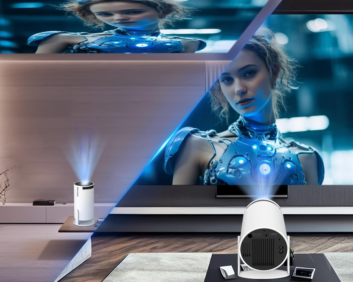 Portable Projector 4K 1080P Full HD Support with Android 11,   Projector for Home Theater