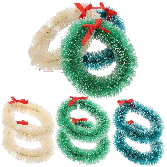 Mutmorningal 9-Piece Christmas Tree Hanging Wreaths Set for Xmas Card Making, Garland Mini Wreaths Crafts