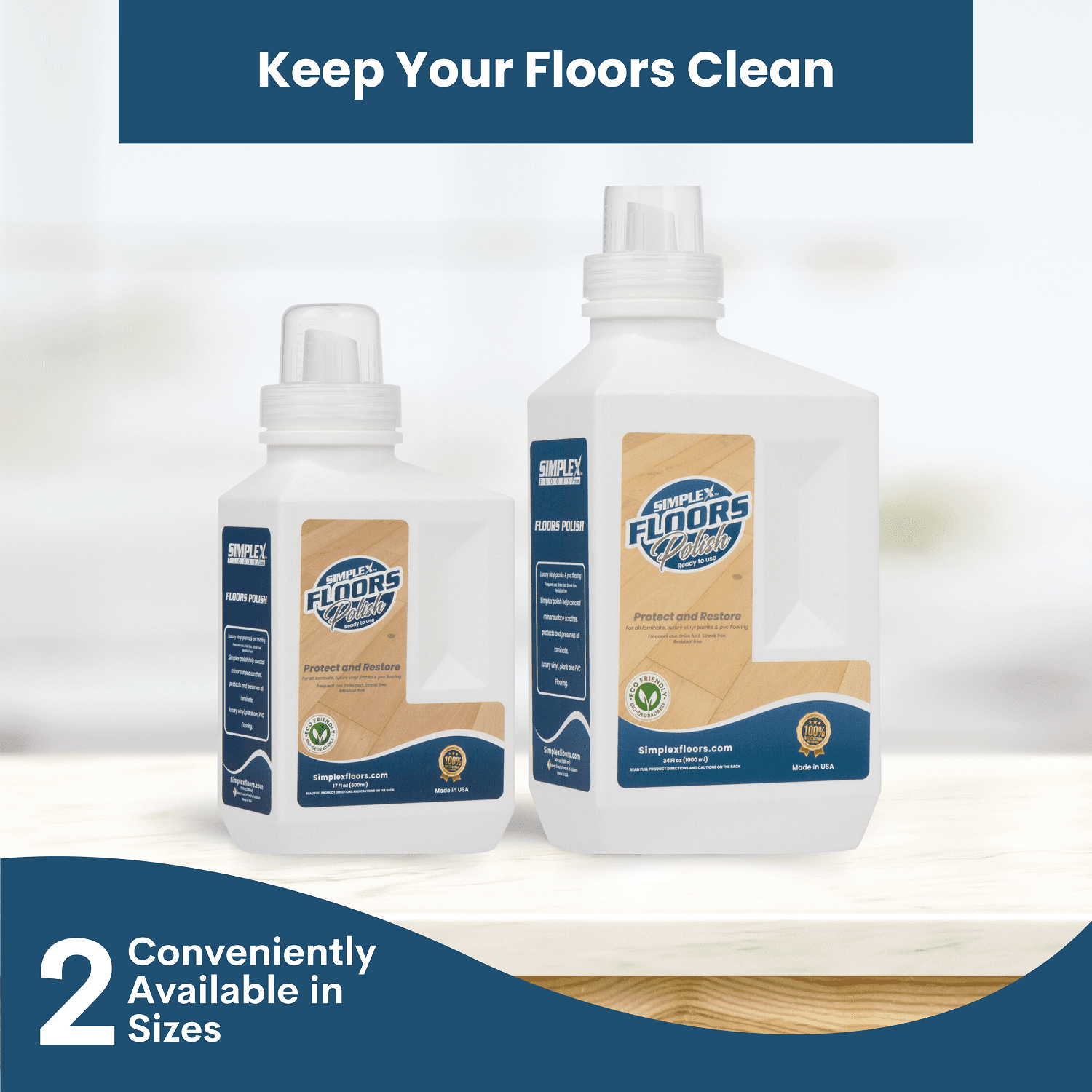 Simplex Floors Floor Refresher | Laminate, Luxury Vinyl Planks & PVC Flooring | Made in the USA | 17 fl.oz