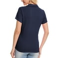thumbnail image 4 of Xidunhg Women's Short Sleeve Solid Lapel V Neck Soft Pullover Tops Lightweight Knit Polo Shirt Navy Blue 2XL, 4 of 8