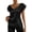 01# Black, variant on Women's Cotton Tops Ihhxva V-Neck Satin Blouse with Side Drawstring Ruffle Sleeve Top Flowy Casual Summer Office Party S-2XL