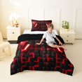 thumbnail image 4 of Homewish Electric Neon Gaming Pad Twin Comforter Sets,Modern Video Game Bedding Set,Black Red,Black Reversible,2 Pieces,1 Comforter and 1 Pillowcase, 4 of 7