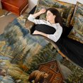 thumbnail image 4 of Homewish Safari Bears Boy Girl Bedding Comforter Set 7pcs,Rustic Jungle Cabin Cottage Queen Bedding Sets Super Cozy,Jungle Animal Wildlife Queen Sheet Sets,Ultra Soft Home Decor,Reversible, 4 of 8