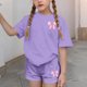 thumbnail image 5 of Vestido de Verano con Mangas Mangas Cortas Y Pantalones Cortos Set de Dos Piezas para Niños Lindo Verano Ocio Cuello Redondo, 5 of 7