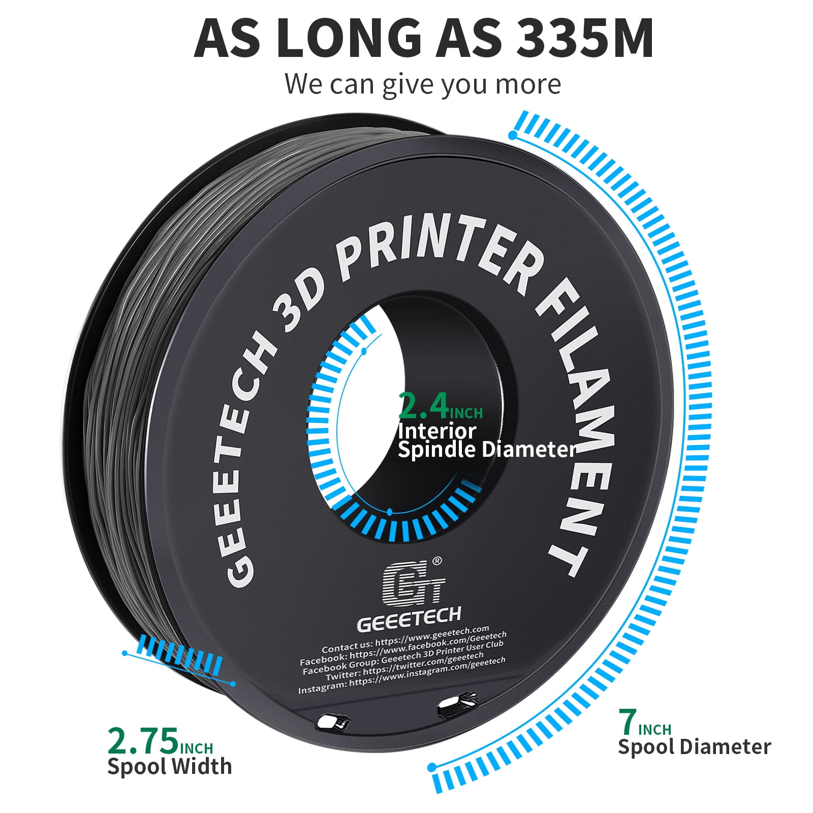 Geeetech 5pcs TPU Filament 1.75mm Flexible Soft 3D Printer Consumables Grey, 5kg Spool (11 lbs.), Dimensional Accuracy +/- 0.03 mm