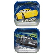 Disney 7Inches Cars 3 Square Paper Party Plate, 8 Count