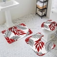 thumbnail image 3 of Red Willow Leaf Bathroom Rugs Set Abstract Art Leaves Botanical Lines Farmhouse Non Slip Absorbent Soft Bath Mats 3 Piece Set with Bathroom Rug, U-Shaped Floor Mat, Toilet Seat Cover Large Size, 3 of 9