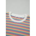thumbnail image 6 of Women's Casual Pink Stripe Crew Neck Tee and Shorts Set - [ZhiHiMeRi] | (US 16-18)XL, 6 of 10