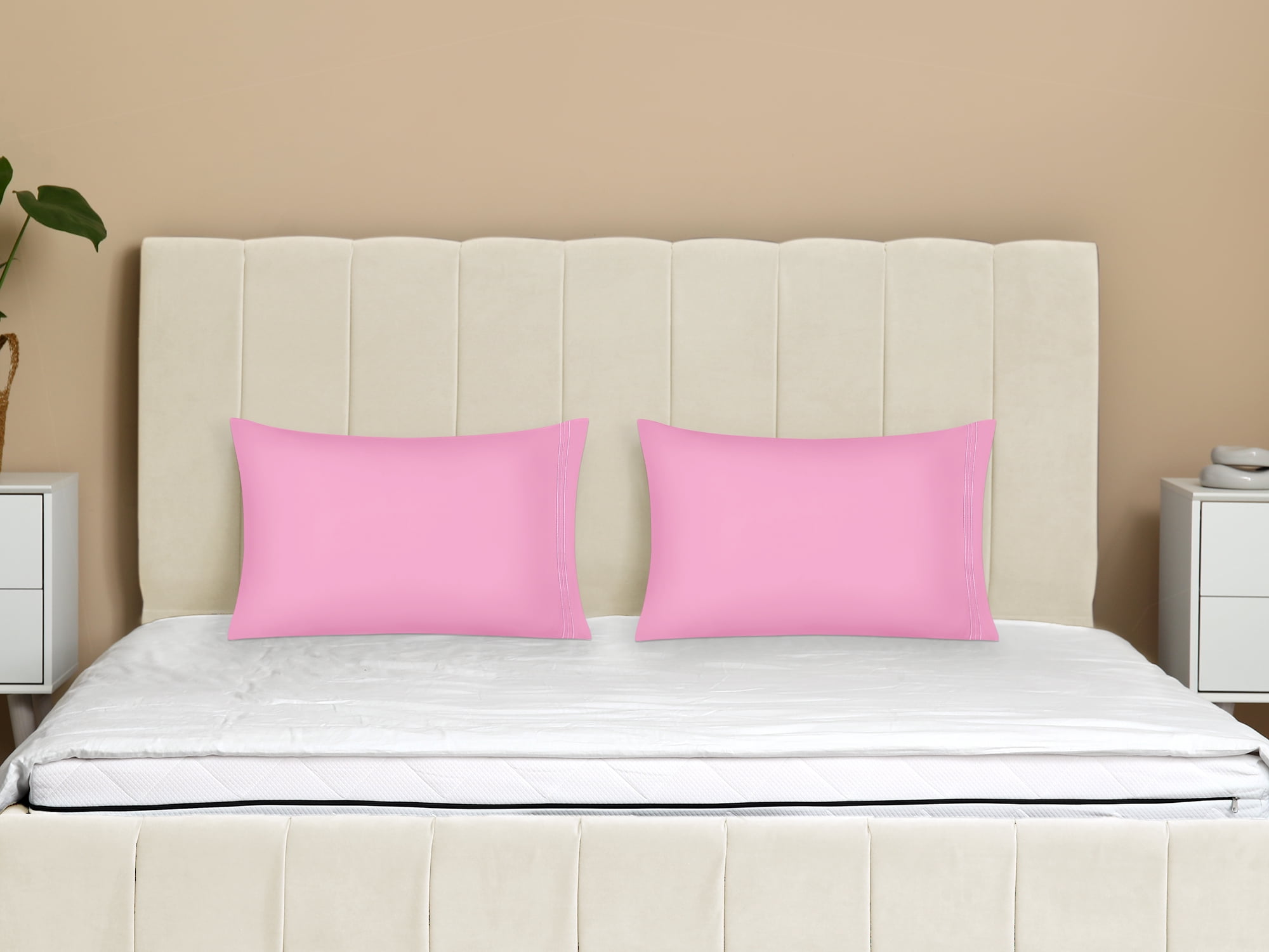 Unique Bargains 2 Pack Polyester Pillow Cases Pillow Covers Standard Light Pink