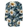 thumbnail image 4 of Floral Print 3/4 Sleeve Tops for Womens Summer Tshirts Casual Crewneck Shirts Fashion Basic Fit Tee, 4 of 5
