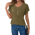 thumbnail image 2 of Blusas de Talla Grande para Mujer, Túnicas de Corta con Cremallera 1/4, Verde M, 2 of 6