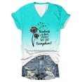 thumbnail image 2 of Blouses pour Femmes, Haut à Manches Courtes à Col en V Imprimé Dégradé pour la Fête des Mères, 2 of 3
