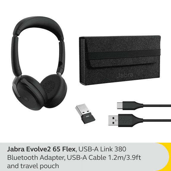 Jabra Evolve2 65 Flex - USB-A MS Stereo Wireless Headset / Music Headphones