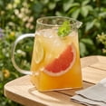 thumbnail image 3 of Tong Large Square Glass Pitcher With Handle & Spout 34/44oz Clear Borosilicate Glass Water Carafe Iced Coffee Juice & Lemonade Jug For Home Bar &, 3 of 5