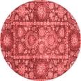 thumbnail image 1 of Ahgly Company Machine Washable Indoor Round Oriental Red Traditional Area Rugs, 4' Round, 1 of 4