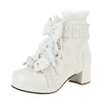 thumbnail image 6 of Mepaouo Women Goth Platform Boots Chunky High Heels Lace up Lolita Dress Ankle Booties with Cute Bow, 6 of 7