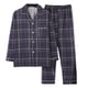 thumbnail image 1 of Conjunto de pijama de 2 piezas para hombre Cagnkofi, con estampado a cuadros, camisa de manga larga abotonada y pantalones, ropa de dormir cómoda para el hogar., 1 of 3