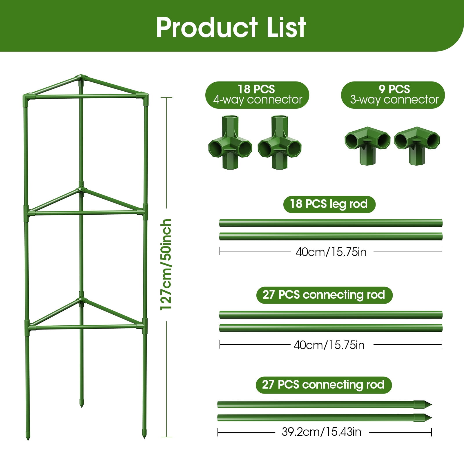 Tomato Cage, 3Pack 50inch Tall Tomato Trellis Triangle Tomato Cages for Garden Climbing Plants, Raised Garden Bed Plant Support Stakes for Garden,Pots, Plant Cages & Supports