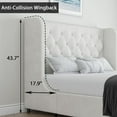 thumbnail image 2 of 4 EVER WINNER Queen Size Bed Frame, White Queen Bed Frame, Modern Upholstered Platform Bed Frame with Button Wingback Headboard, White, 2 of 7