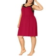thumbnail image 4 of MODA NOVA Juniors Plus Size Lace Shoulder Straps Knee Length Sleepshirts Red 3X, 4 of 6