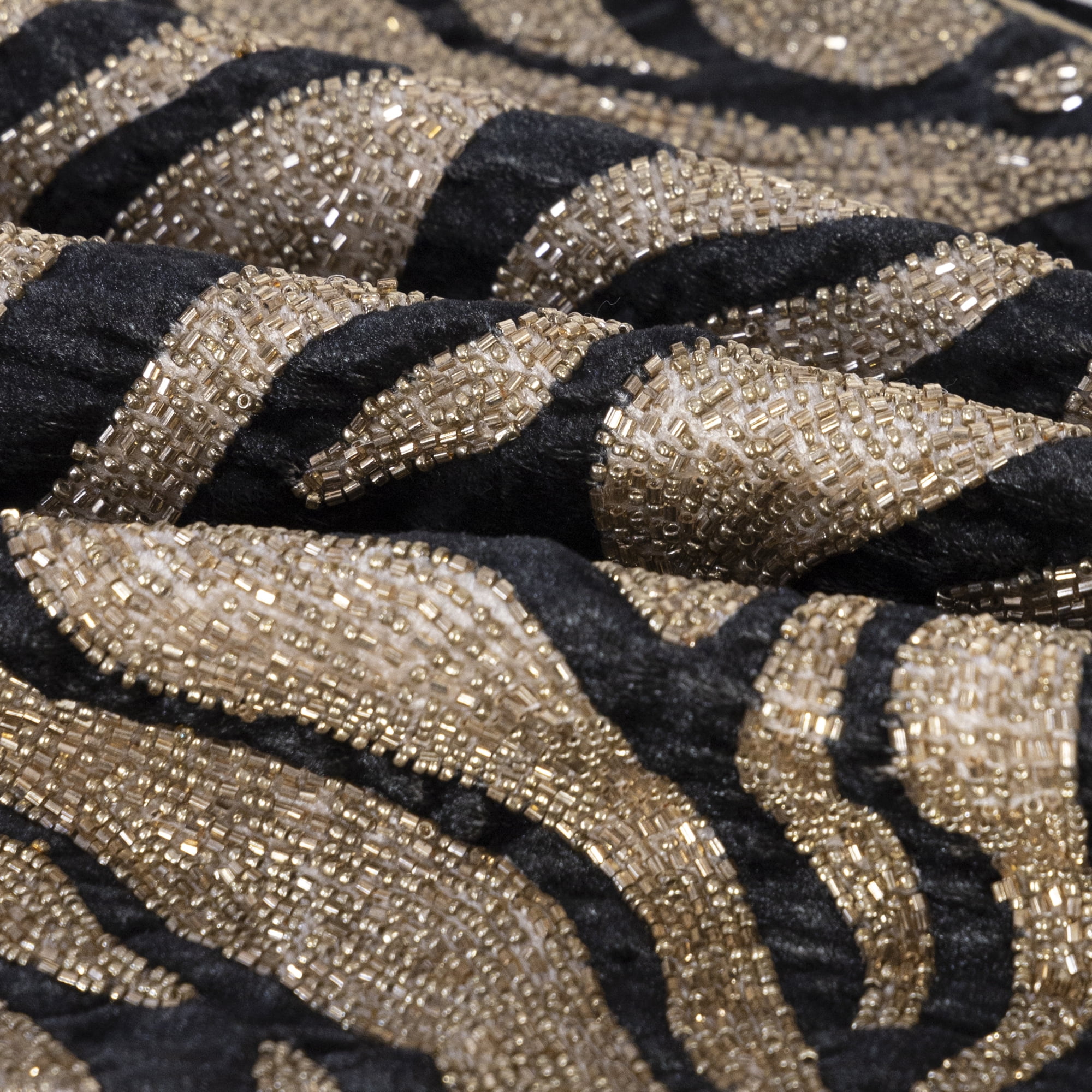 Ox Bay Caroline 20" x 20" Gold/Black Beaded Tiger Print Adult Decorative Throw Pillow