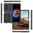 thumbnail image 3 of SaniMore for Samsung Galaxy Z Fold 4 7.6" 2022 Tri-layer Case with Wireless Charging Tempered Glass Screen Protector Hidden Bracket Drop Resistant Heavy Duty Protective Case for Galaxy Z Fold 4, Black, 3 of 7