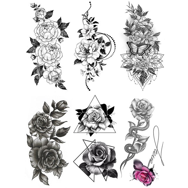 6 uds tatuaje pegatinas Wdftyju moda fiesta suministro flor tatuajes falsos cara cuerpo mano
