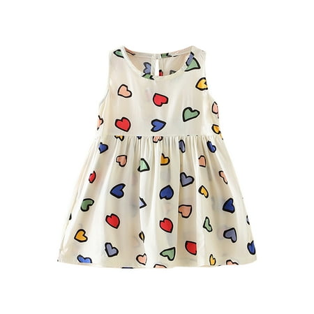 jovati Summer Toddler Baby Girls Sleeveless Dress Graphic Print Childrens Clothing