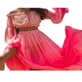 thumbnail image 4 of Femmes Mesh Pure Bikini Cover up Ensemble Transparent Manches Longues Crop Tops Jupes Plage Maxi Robe, 4 of 6