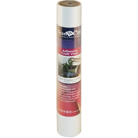 Brother CAVINYLWT ScanNCut 12 inch x 6 feet Adhesive Craft Vinyl, White