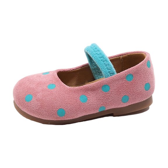 Toddler Girls Solid Round Toe Princess Dress Shoes, Non Slip Soft Comfort Sole Slip On Casual Footwear for Little Girls Daily Outfits Pink 4 Years