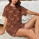 thumbnail image 4 of Balery Dachshund Dog Puppy Conjunto de Pijama para Mujer con Estampado, Dos Piezas de Manga Corta y Shorts, Ropa de Dormir Suave con Cuello Redondo y Bolsillos-Large, 4 of 6