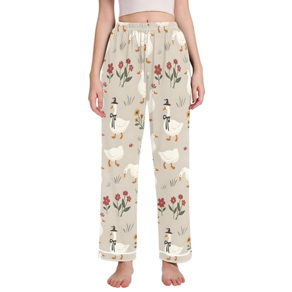 FORMRS Women's Pajama Pants with Pockets Soft Comfy Loungewear Sleep Bottom, Sizes S-2XL, Gray Cartoon Goose Pattern