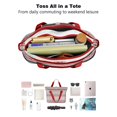 thumbnail image 4 of Tote Bag for Women - Red and White Christmas Striped Pattern Shoulder Bag - Large Utility Work Duffle Bag with Zipper Handbag for Travel, Work, Sprots, 4 of 5