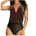 thumbnail image 2 of Black and Friday Clothing Sales Idoravan Women's Slimming Long Leg Bodysuit,Women's Glitter Nightclub Sexy V-shaped Backless Evening Style All-matching Leggings Multicolor S, 2 of 5