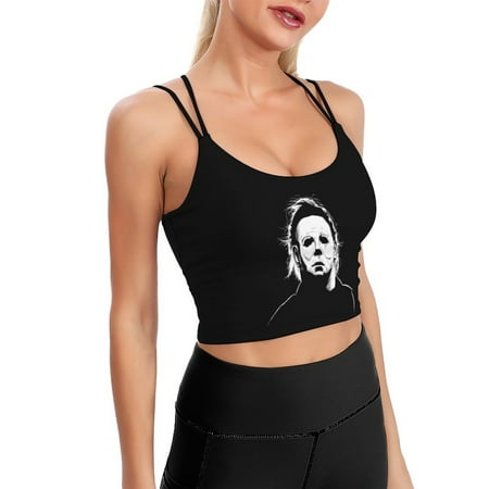 Michael Myers Movie Sports Bra For Women Padded Crop Top Camisole Yoga Tank Top Vest Workout Tops Racerback With Built In Bra Activewear Fitness Gym