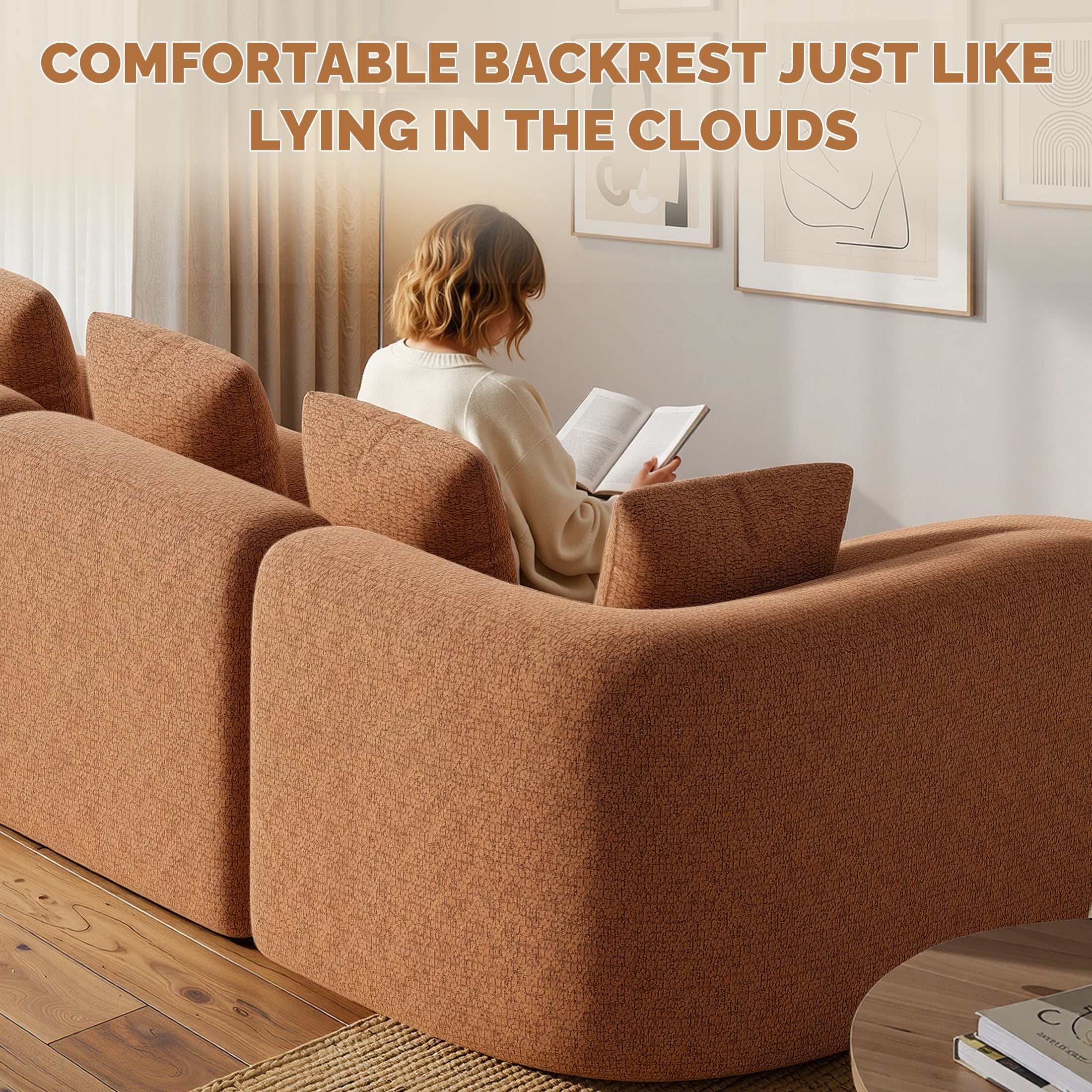 Daluvenix 114 Inch Boneless Couches for Living Room Modern Modular Sectional Sofa with Left Chaise L-Shape Cloud Sectional Couch